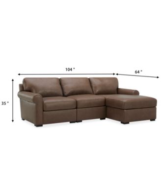 Radley Roll Arm 104" 3-Pc. Leather Sectional, Exclusively at Macy's