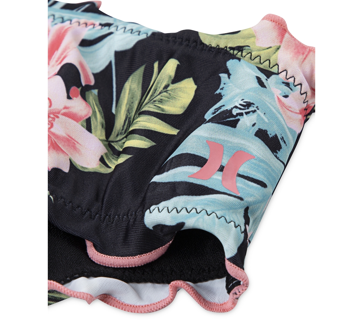 Shop Hurley Big Girls Halter Floral-print Two-piece Swimsuit In Black