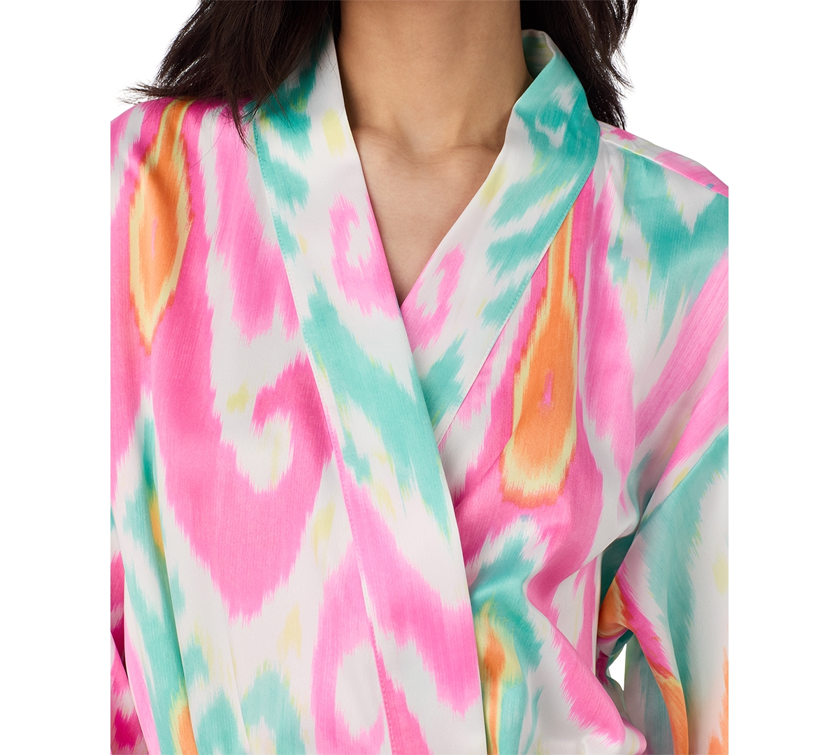 Shop Ralph Lauren Women's Short Kimono Wrap Robe In Wht,prt