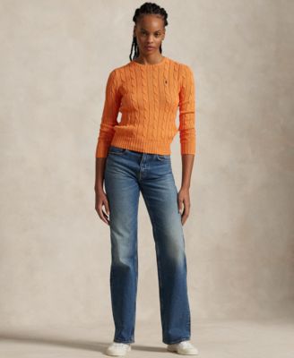 Women's Cable-Knit Cotton Crewneck Sweater