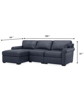 Radley Roll Arm 104" 3-Pc. Leather Sectional