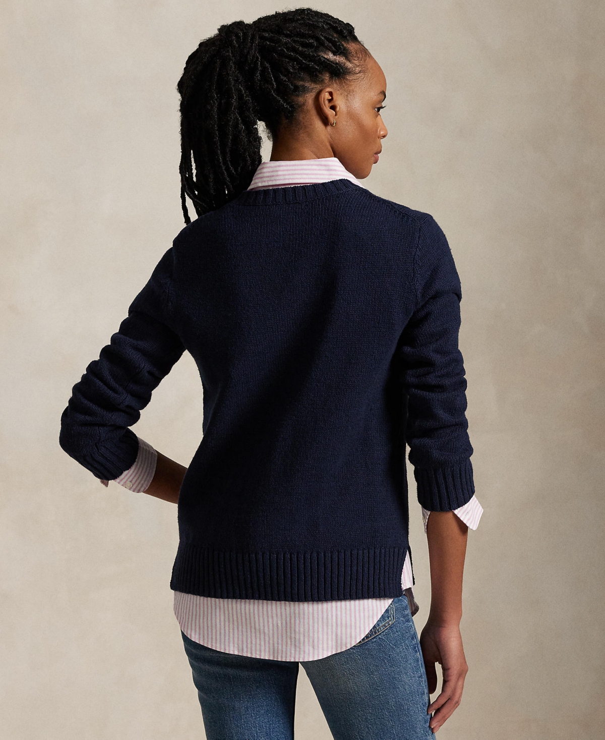 Shop Polo Ralph Lauren Women's Polo Bear Cotton-linen Sweater In Navy Multi