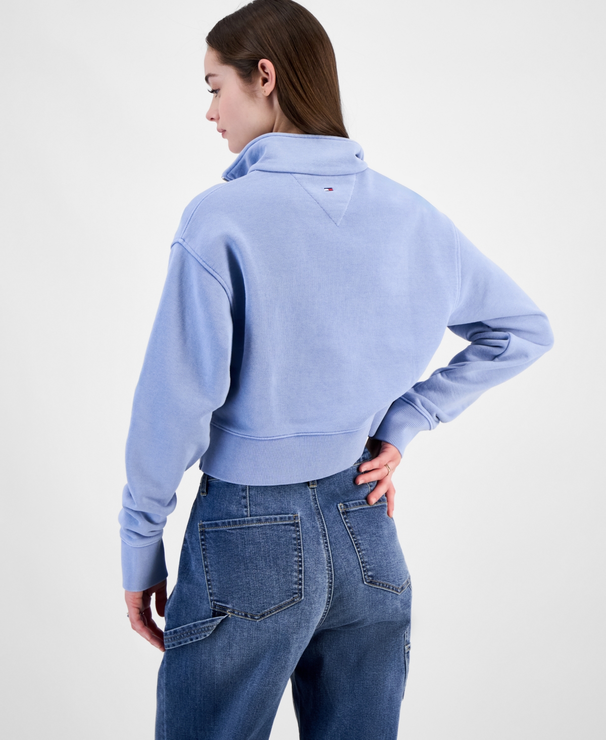 Tommy Jeans Women's Half-zip Varsity Sweatshirt In Sweet Blue