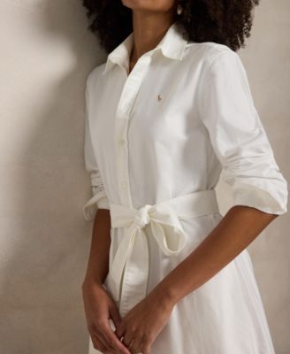Women's Belted Cotton Oxford Shirtdress