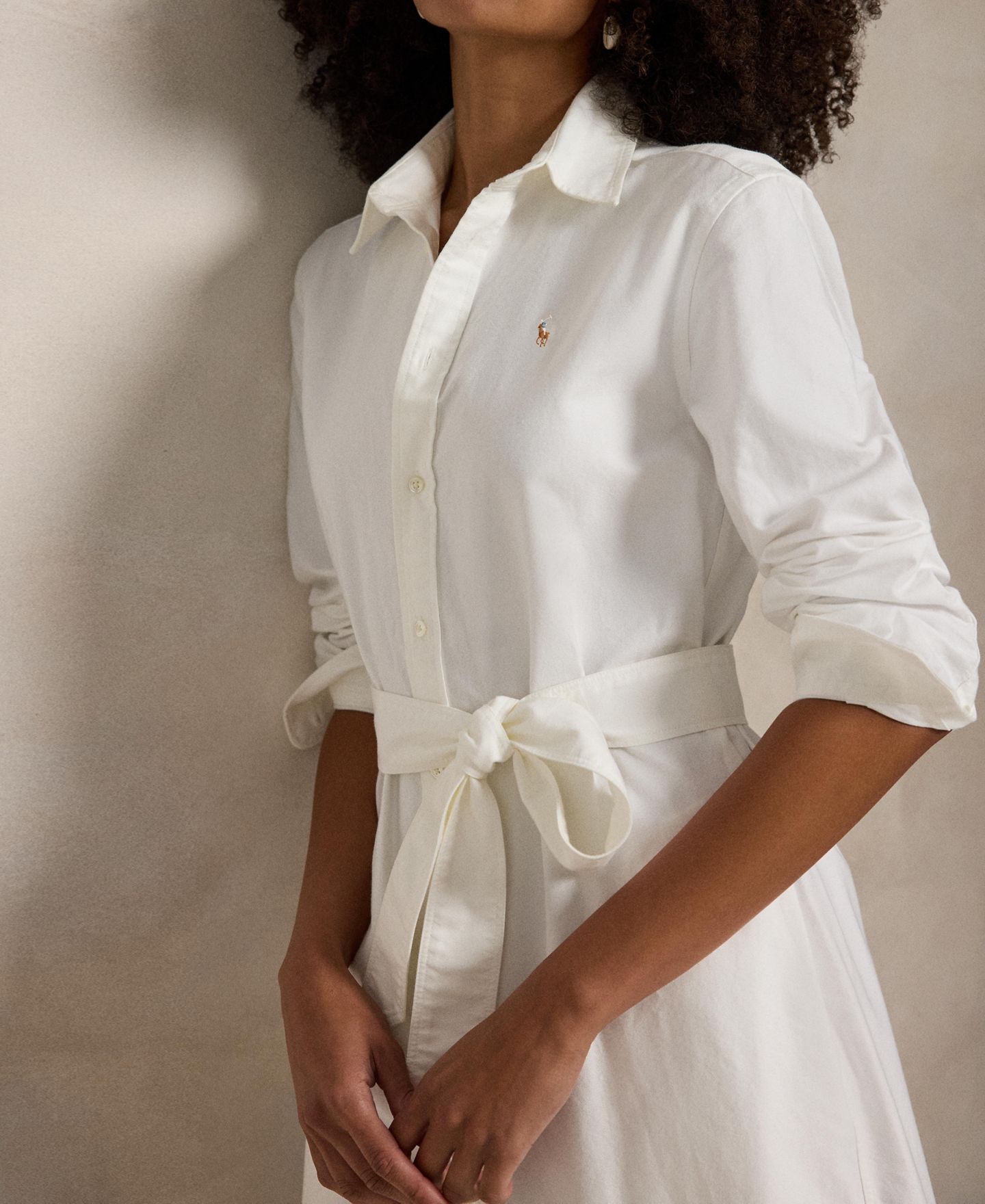 Женское платье Polo Ralph Lauren Belted Cotton Oxford Shirtdress, цвет: Белый — фото 3