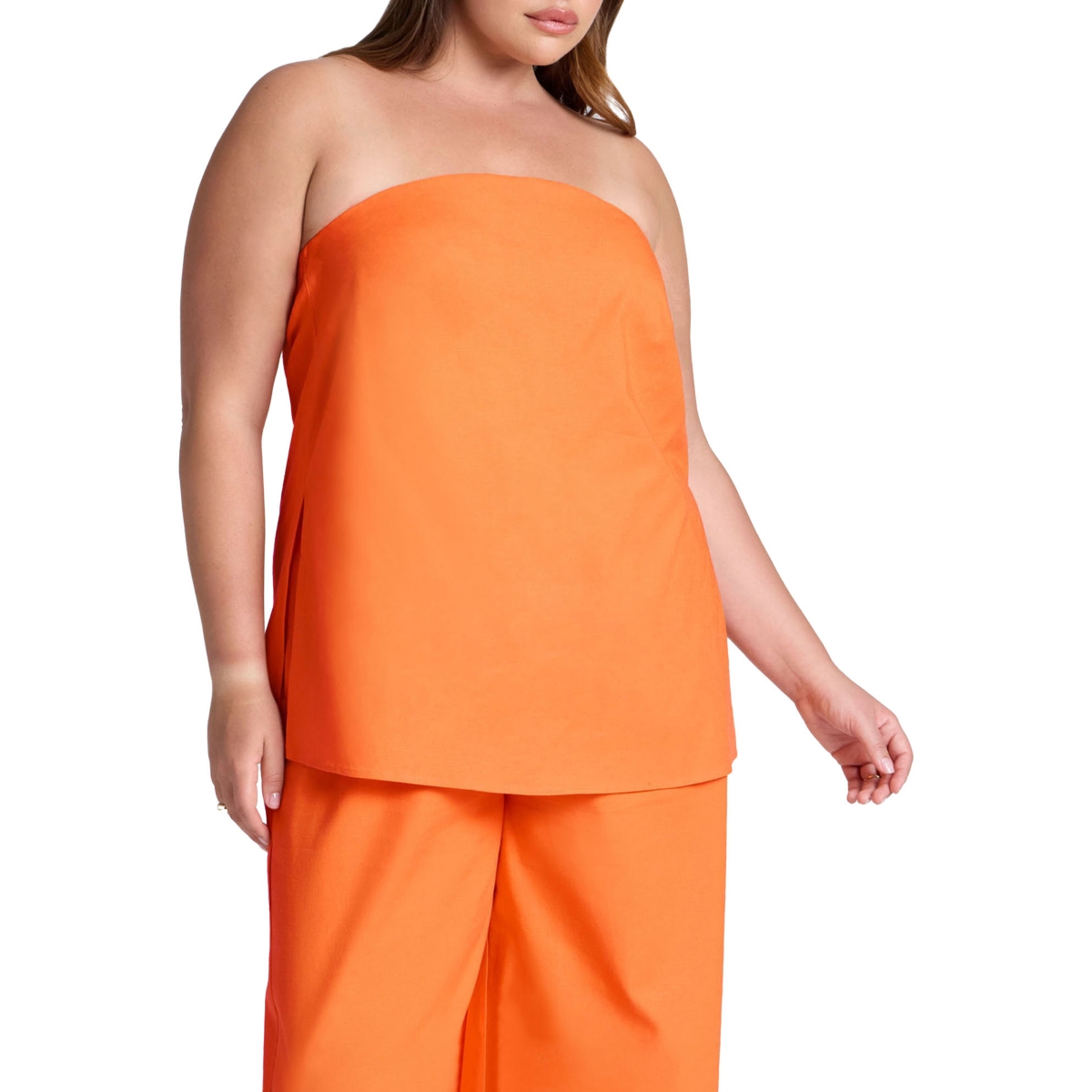 Women's Linen Blend Column Tube Top - Parisian blue