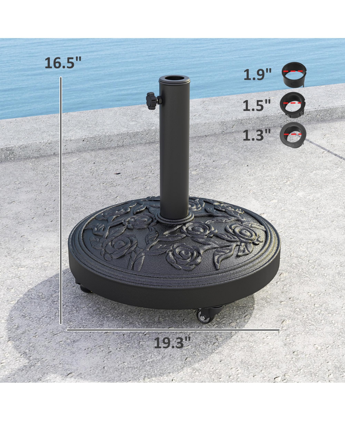 Outsunny Patio Umbrella Base, 46 lbs Sd with Wheels,