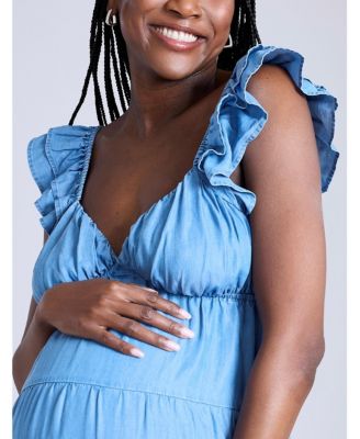 Maternity Ruffle Sleeve Tie-Back Maxi Dress - Motherhood