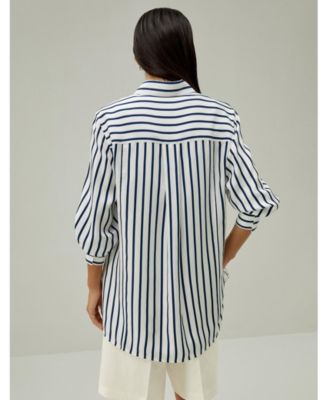 Women's Oversized Palma Stripe Silk Shirt