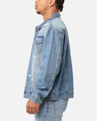 Big & Tall Denim Trucker Jacket- Light/Pastel Blue, 3XL