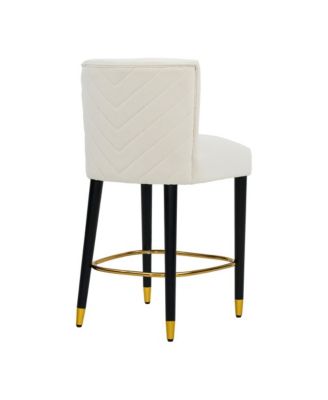 Set of 2 Counter Stools 27" Upholstered Tufted Seat Modern Design Ideal for Kitchen Island & Bar