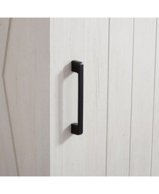 5 Drawers Dresser w/Sliding Barn Door, Farmhouse Modern Tall Dresser 5 Chest of Drawers