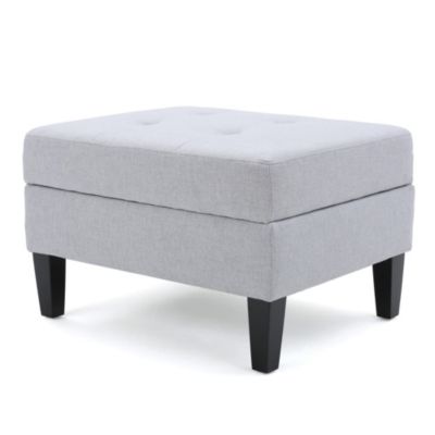 1 PC Upholstered Tufted Storage Ottoman with Waffle Stitching,  Footrest with Hidden Storage