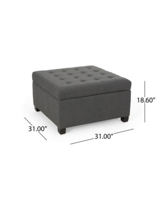 Storage Ottoman with Button-Tufted Lid, Upholstered Square Ottoman Bench for Living Room, Bedroom, Entryway