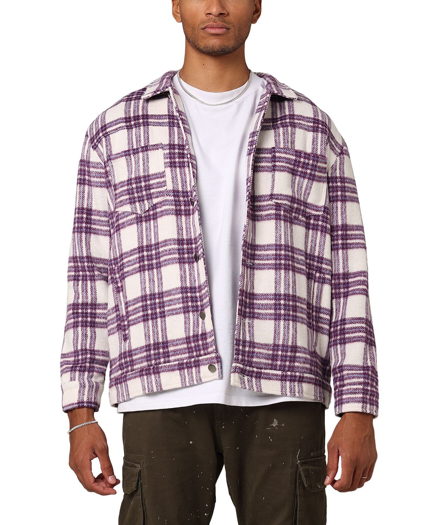 Men's Darby Plaid Shacket- Dark Green, S