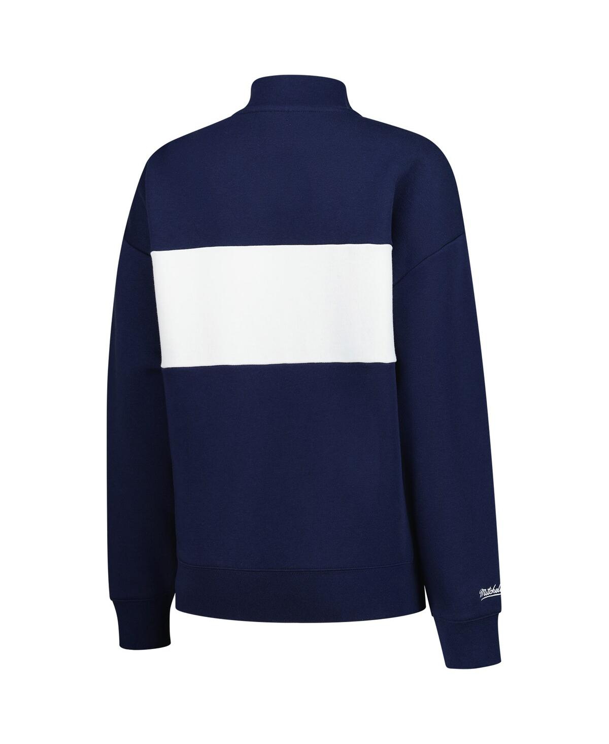 Mitchell & Ness Women's Navy Chicago Cubs Quarter-zip Pullover Top In Navy