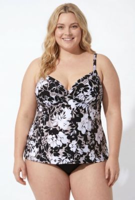 Women's Bra Faux Flyaway Underwire Tankini Top