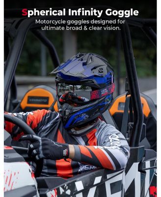 Dirt Bike Goggles - 4.4 Ounces Lightweight Frameless Broad Clear Vision UV Protection Motorcycle UTV Goggles for Men Women