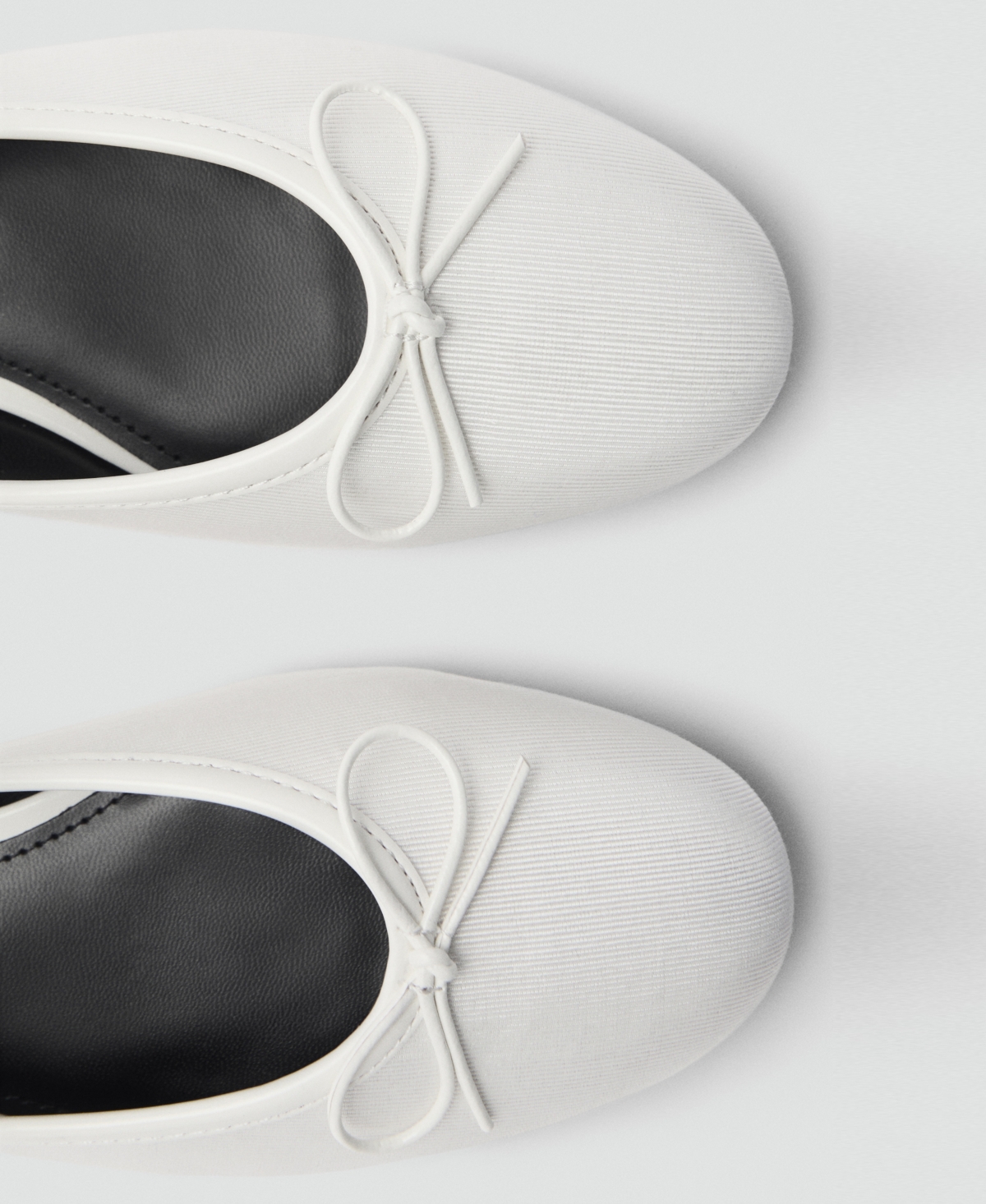 Mango Ballerinas With Strip And Bow Detail White In White