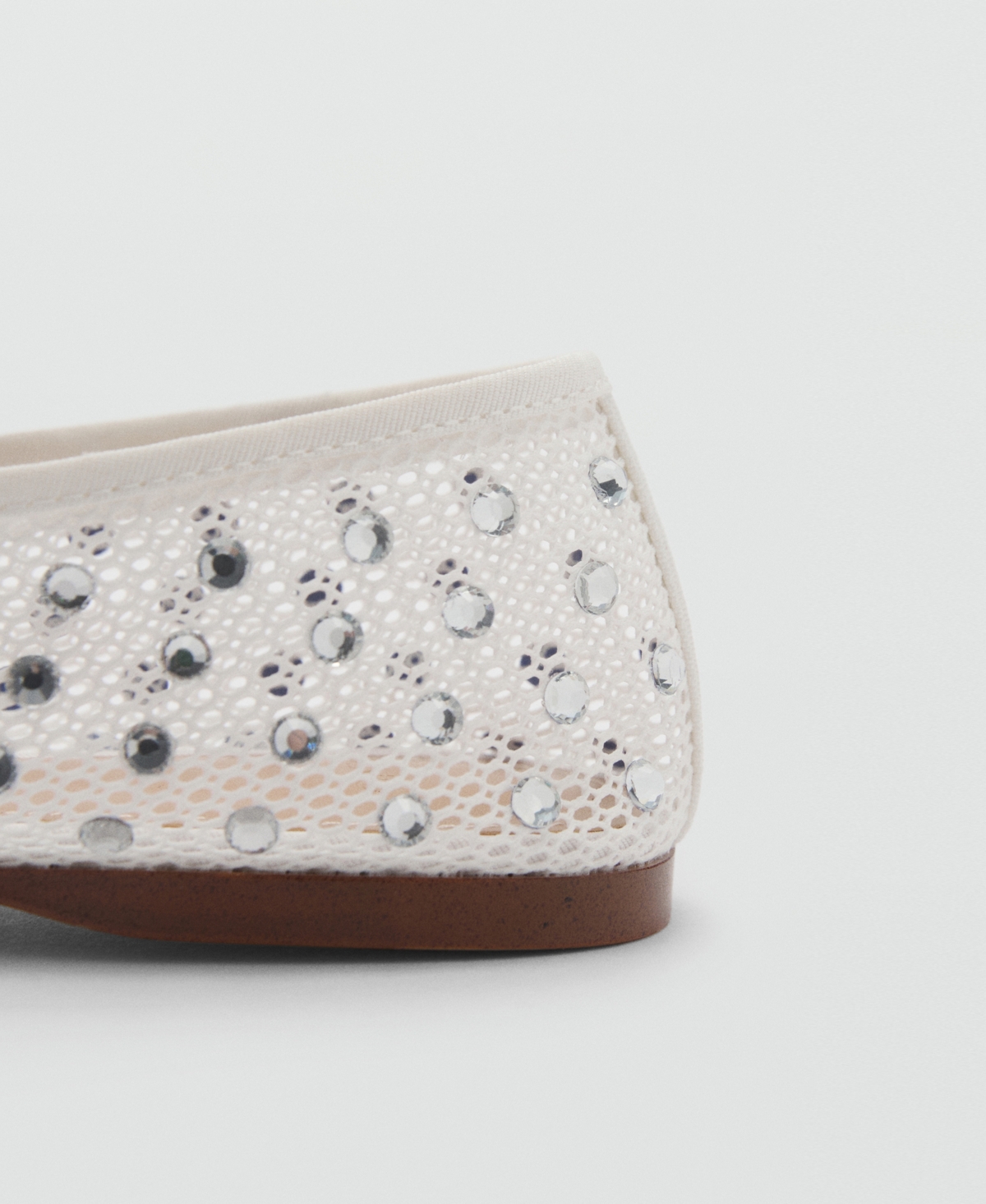 Mango Mesh Shoe With Rhinestone Detail White In White