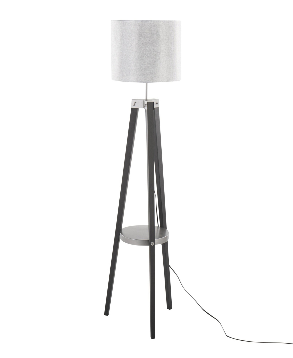 Lumisource Compass 58" Wood Floor Lamp In Black,white,silver