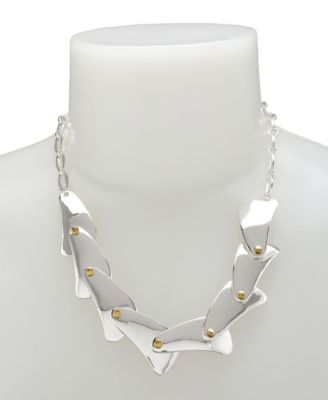 Two-Tone Leaf Layered Bib Necklace