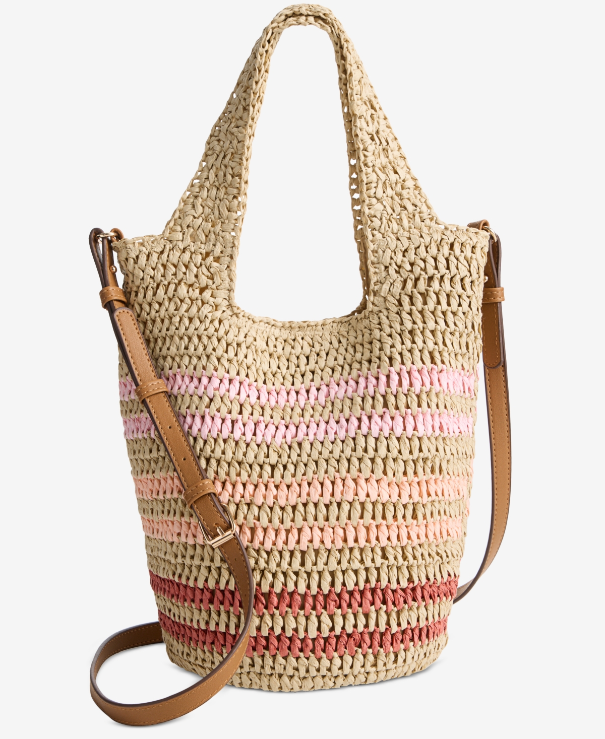 Small Soft Packable Tote, Exclusively at Macy's - Natural/ Red Stripes