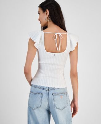 Women's Laurel Square-Neck Pointelle Sweater