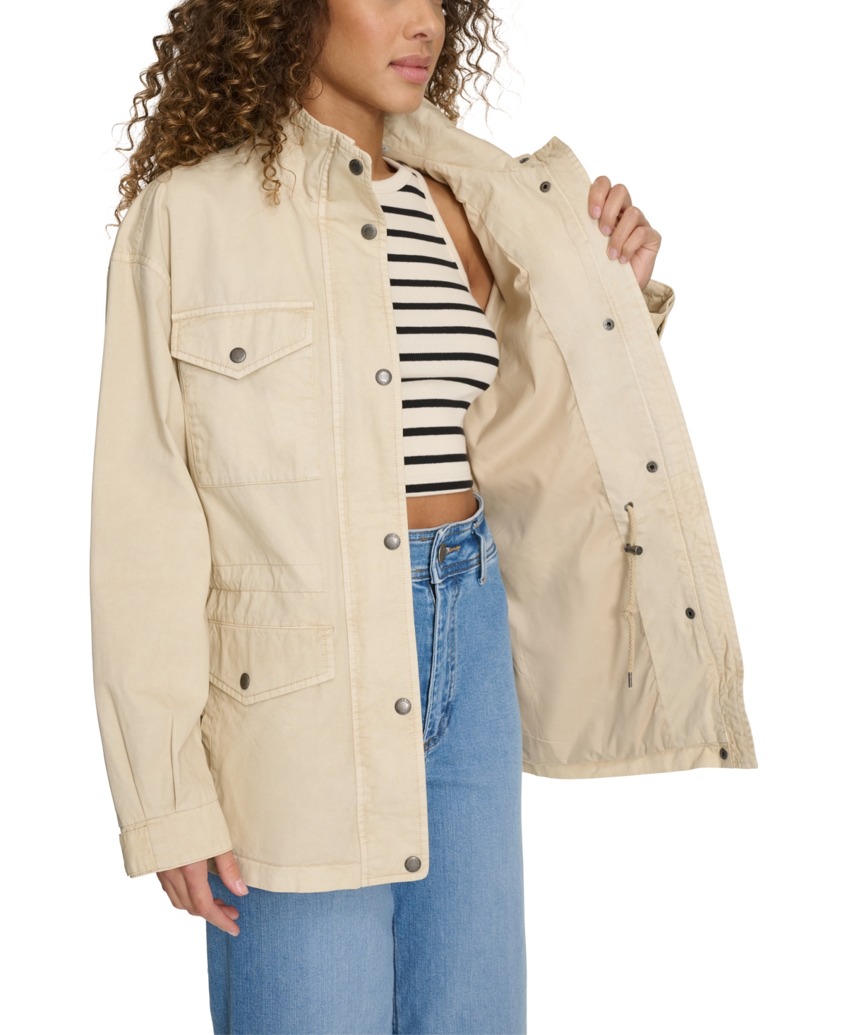 Shop Levi's Women's Cotton Four-pocket Utility Jacket In Oatmeal