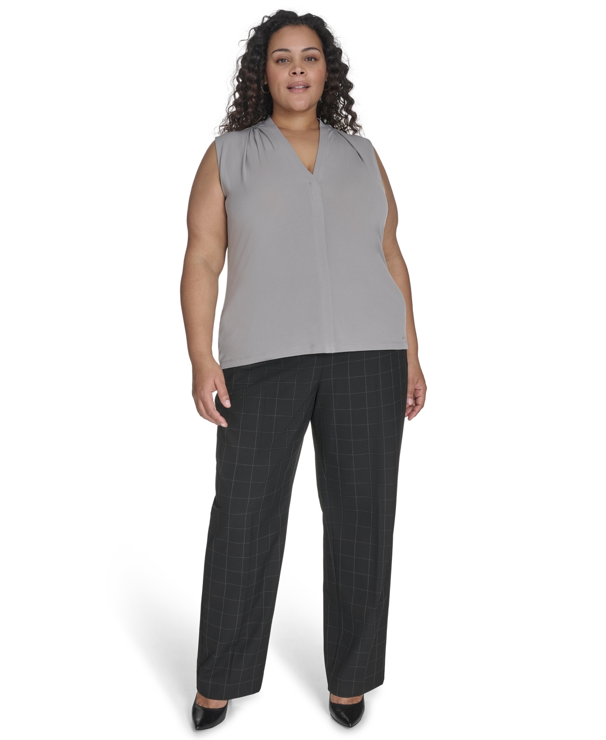 CALVIN KLEIN PLUS SIZE V-NECK SLEEVELESS TOP 