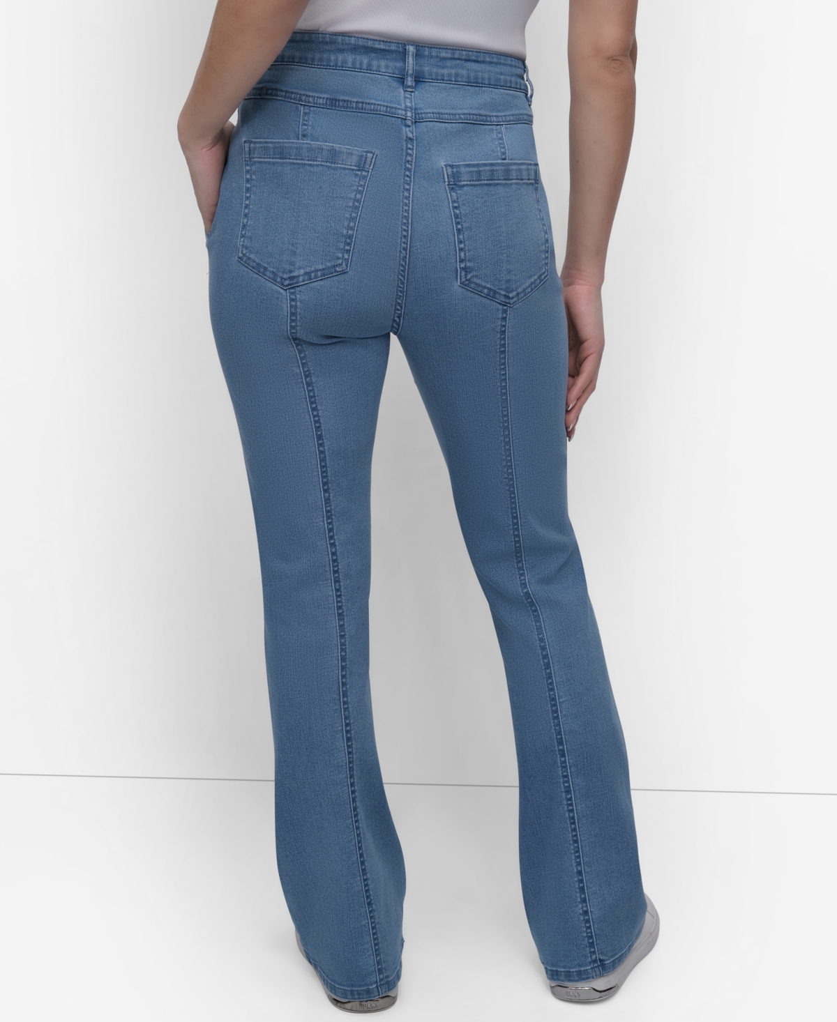 Dkny Seam Front Kick Flare Jeans In Bleecker Wash