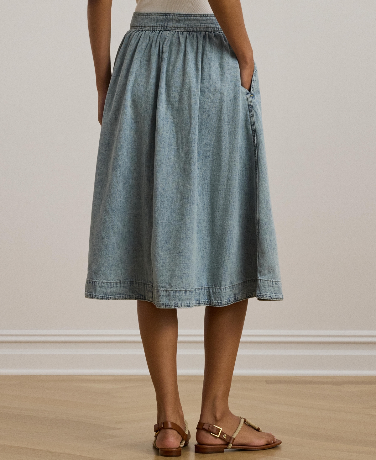 RALPH LAUREN WOMEN'S BUTTON-FRONT DENIM SKIRT 