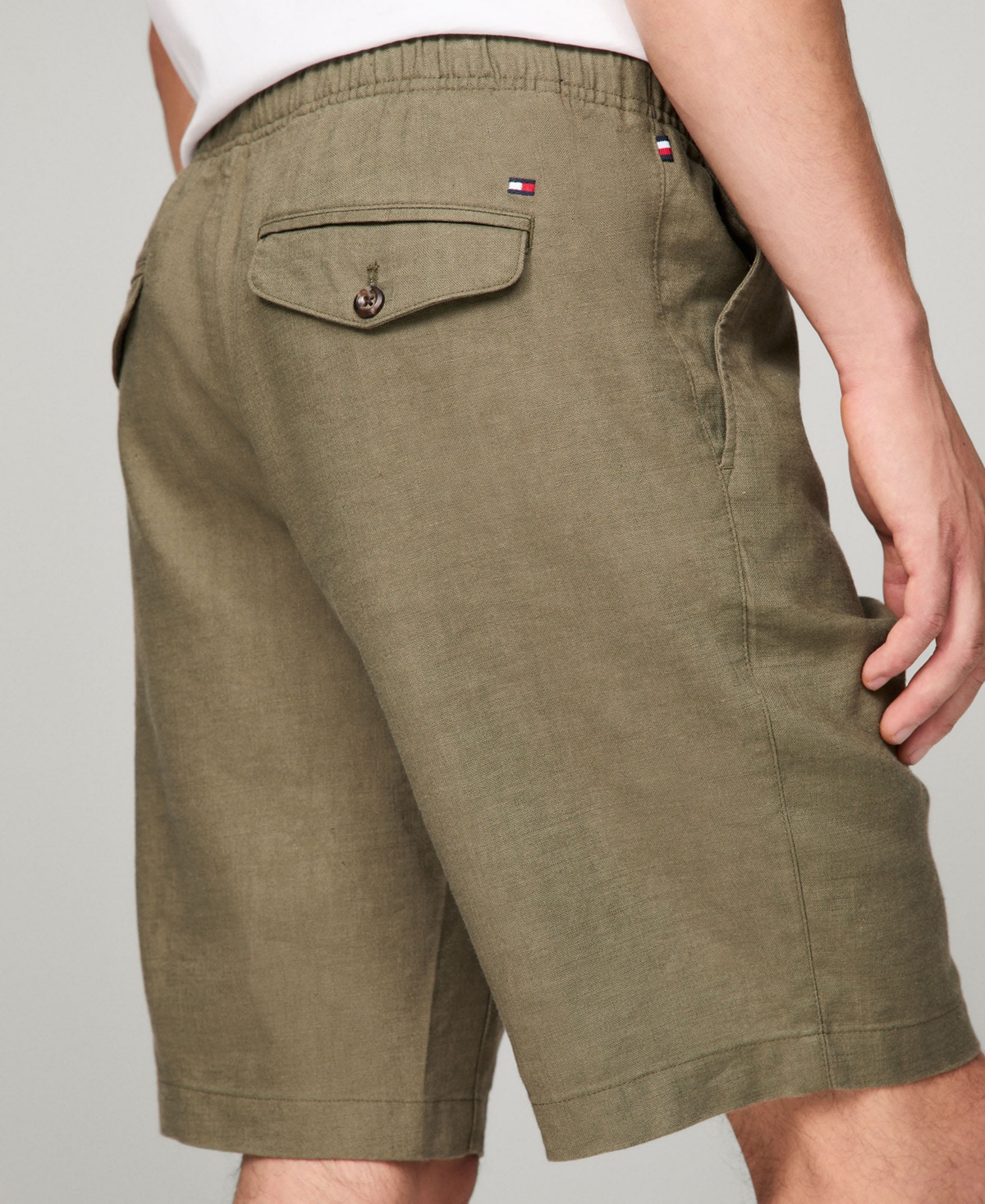 Shop Tommy Hilfiger Men's Relaxed-fit Linen Shorts In Army Green