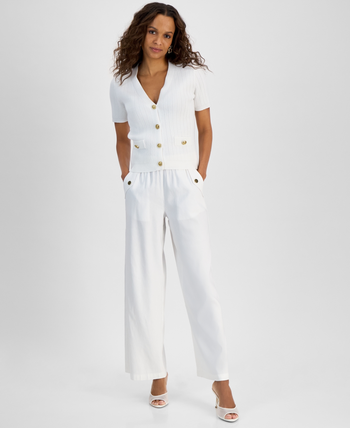 Inc International Concepts Petite Short-sleeve Knit Cardigan, Exclusively At Macy's