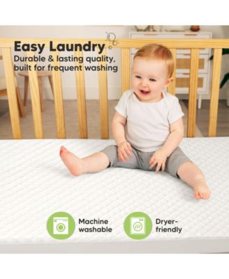 2-Pack Protect+ Waterproof Crib Mattress Protector Covers, Mavy Quilted Cotton Baby Mattress Topper, Toddler Crib Sheets