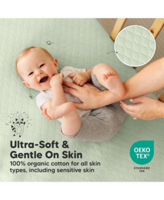 2-Pack Protect+ Waterproof Crib Mattress Protector Covers, Mavy Quilted Cotton Baby Mattress Topper, Toddler Crib Sheets