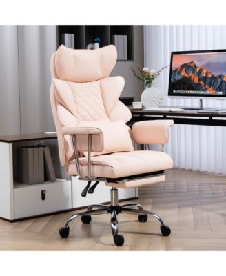 Faux Leather Gaming Chair, Ergonomic High-Back Office Chair With Tilt and Swivel, Reclining Computer Desk Chair for Women, Men