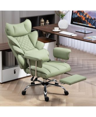 Faux Leather Gaming Chair, Ergonomic High-Back Office Chair With Tilt and Swivel, Reclining Computer Desk Chair for Women, Men