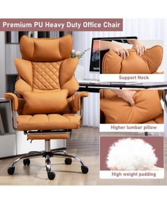 Faux Leather Gaming Chair, Ergonomic High-Back Office Chair With Tilt and Swivel, Reclining Computer Desk Chair for Women, Men