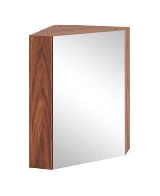 Corner Medicine Cabinet with Mirror with Open Door and Adjustable Shelf