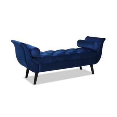 64 Inch Tufted Velvet Entryway Bench, Upholstered Bedroom Bench with Bolster Pillows & Wood Legs-The Pop Home