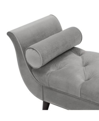 64 Inch Tufted Velvet Entryway Bench, Upholstered Bedroom Bench with Bolster Pillows & Wood Legs-The Pop Home