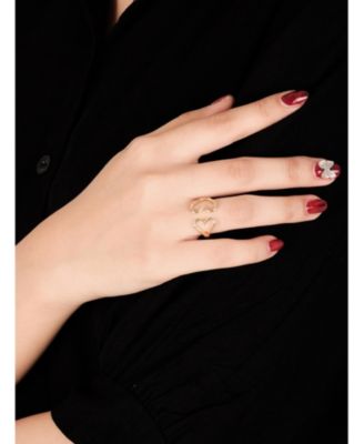 Couple Heart Ring in 14K Gold, Size 6, approx. 2.8 grams.