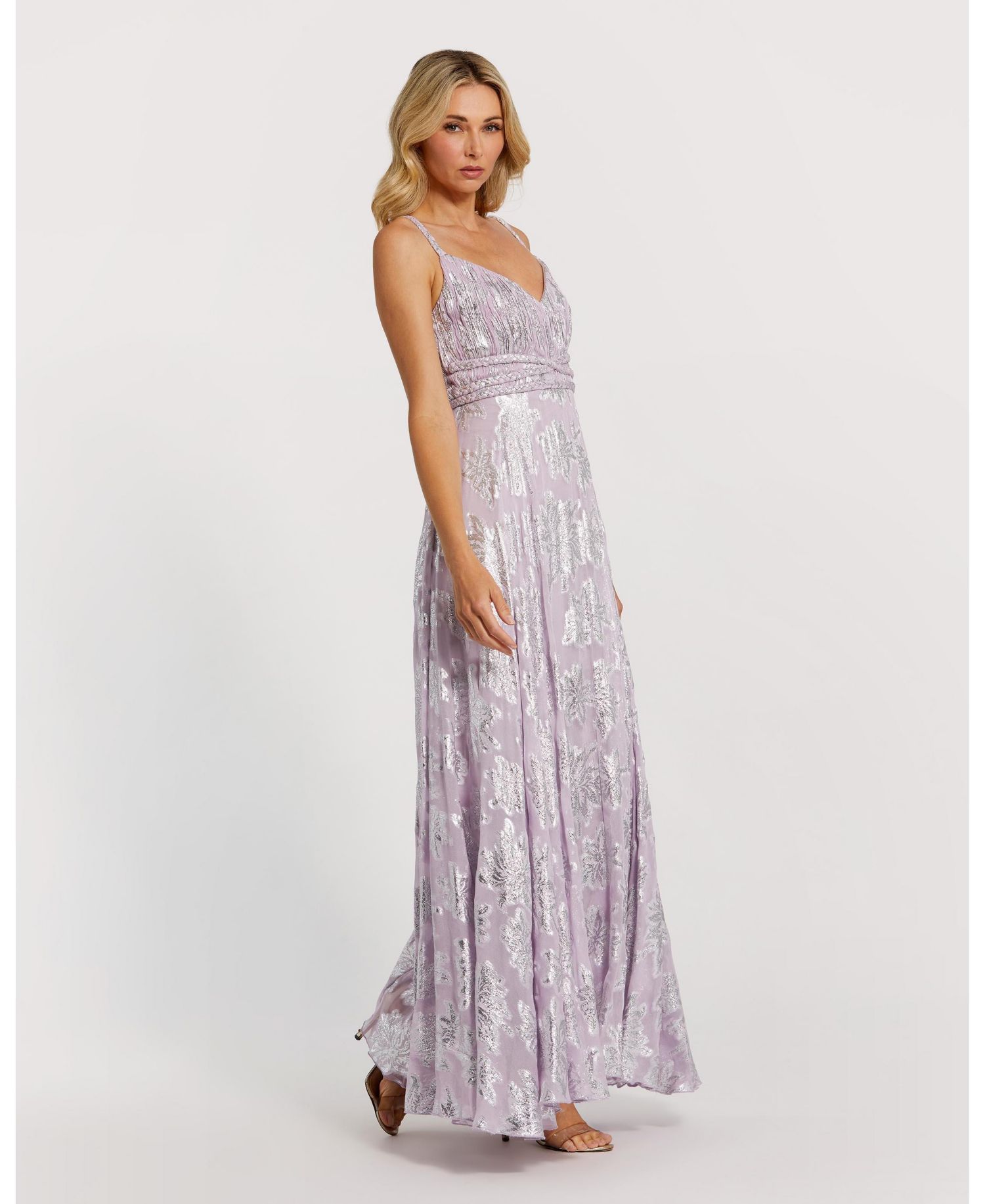 Women's Braided Strap Ruched Top Gown