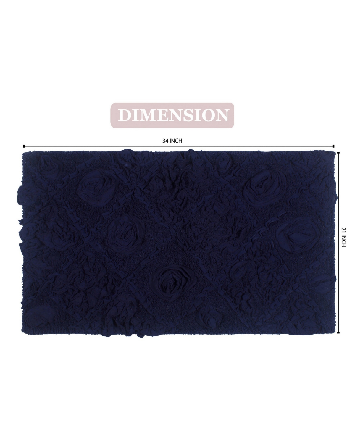 Home Weavers Modesto Bath Rug, 21" X 34" In Navy Blue