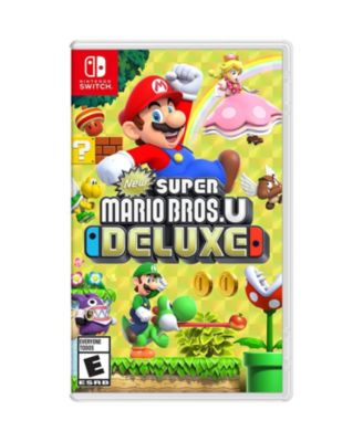 Switch with Neon Blue and Neon Red Joy Con + New Super Mario Bros. U Deluxe Bundle