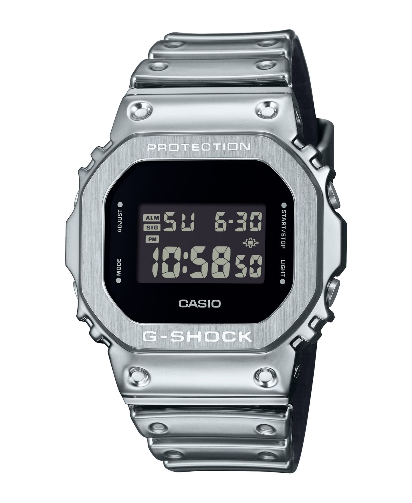 Мужские часы G-Shock Silver-Tone Silicone Watch, 43.2mm — фото 1