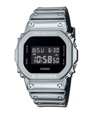 Men's Silver-Tone Silicone Watch, 43.2mm