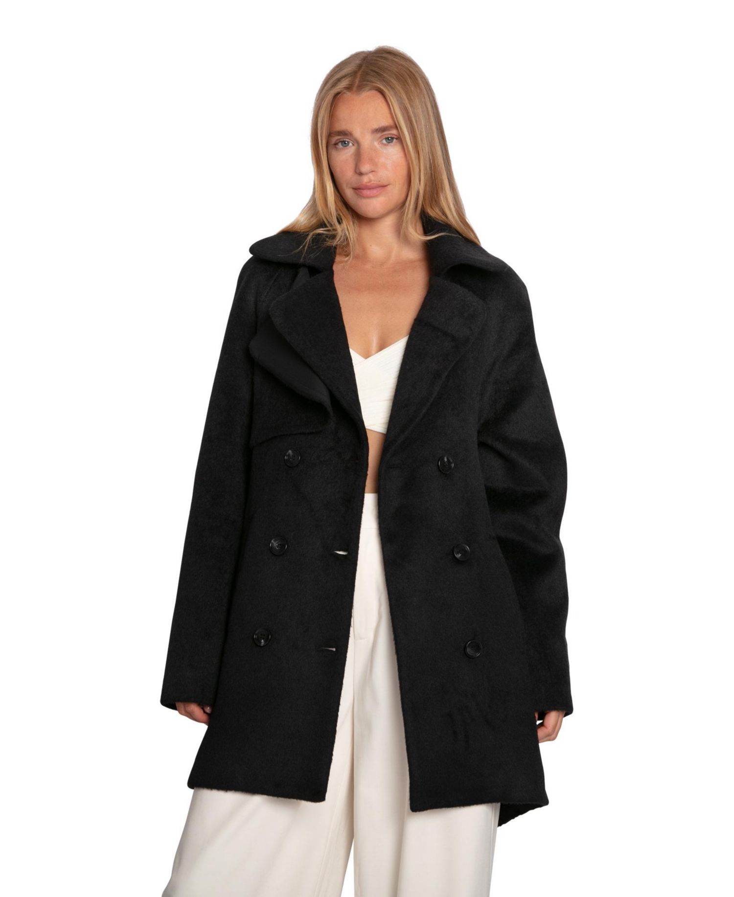 Women's Belle and Bloom Wanna Be Loved Wool Blend Peacoat