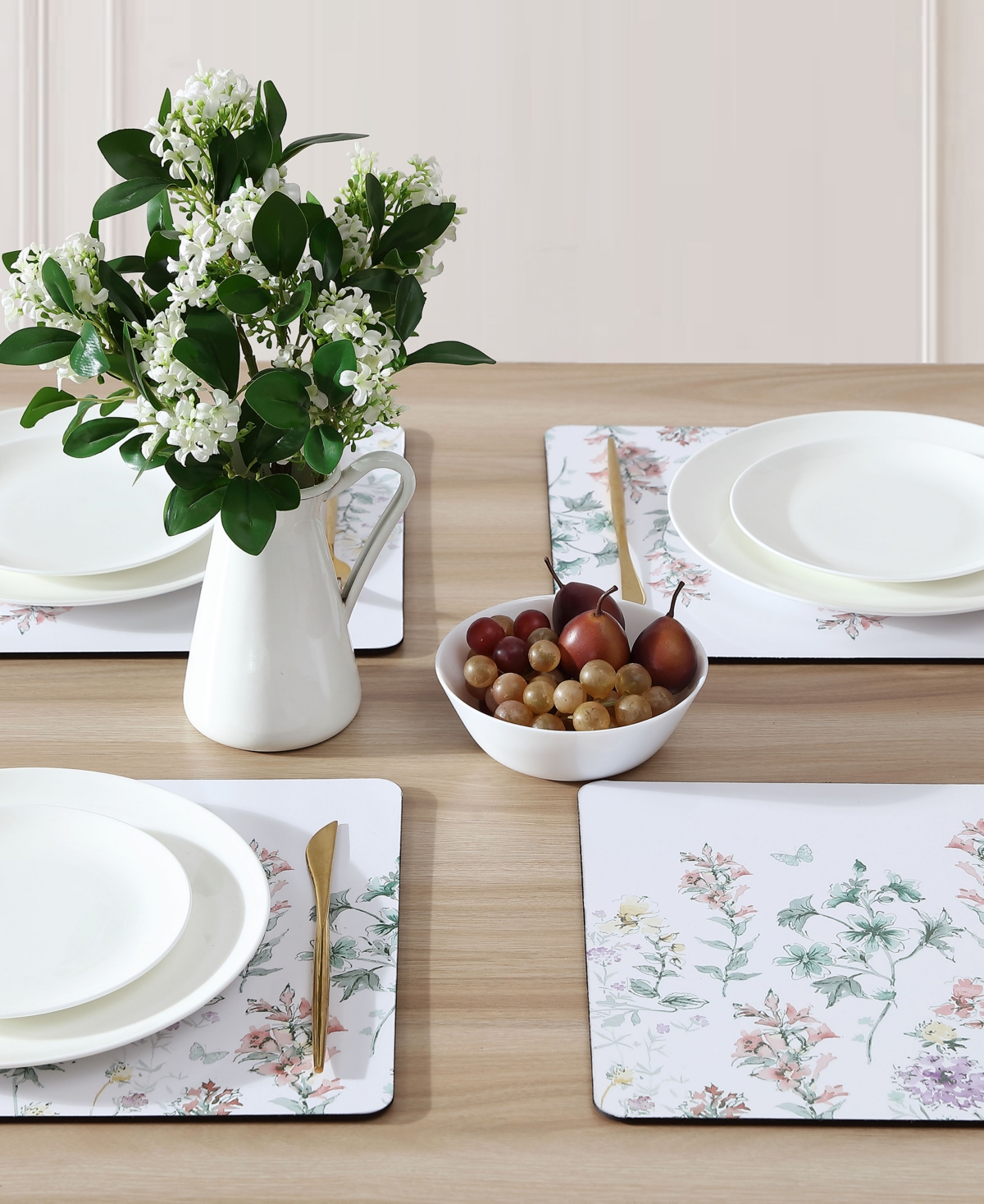 Laura Ashley Wild Meadow Cork Placemats Set of 4, 16" x 12"